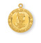 5/8" St. Michael Medal with a 18" Chain. Medal is 16k gold over .925 sterling silver. St Michael Medal comes on an 18" chain. St. Michael Medal comes in a deluxe velour box.  Dimensions: 0.6" x 0.6" (16mm x 14mm). Weight of medal: 1.4 Grams.  Made in the USA.