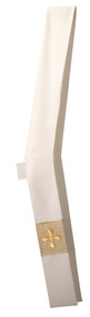 Deacon Stole with Cross. Wrinkle resistant, light weight, breathable fabrics. Fully lined and interlined to provide a top quality stole.  Tab closures are standard on all deacon stoles. Stole Measures: 5" wide by 26" from shoulders to hip and 26" from hip to bottom. Individually handcrafted in the U.S.A.  Available in all Liturgical Colors. Matching Dalmatic available