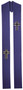 Overlay Stole shown in Indigo color -Overlay Measures: 5" wide by 56" long. Available in all Liturgical Colors