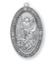 1.4" x 0.8" St. Michael Oval .925 Sterling Silver Medal. Medal comes on a 24" Genuine rhodium plated endless curb chain.  Comes in a deluxe velour gift box. Engraving Available. Made in the USA!