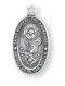 13/16" St. Michael Oval Medal with genuine rhodium-plated, stainless steel 18" Chain. Deluxe velour gift box. Engraving Available