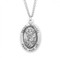 1.3" Sterling Silver St. Michael Oval Medal comes with a genuine rhodium-plated, 24" endless curb chain.