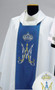 Marian Chasuble in Primavera Fabric (100% polyester) with embroidered blue panel in front and back. Features Marian Symbol. Includes inside stole. These items are imported from Europe. Please supply your Institution’s Federal ID # to avoid an import tax. Please allow 3-4 weeks for delivery if item is not in stock

 