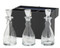 3 Piece Chrismatory Set with Carrying Case. Chrismal bottles are 8"H and hold 12 oz each. All glass is etched with OI, OS, & SC.  Carrying case measures: 11 3/8" x 4" x 9 1/8".  Note: glass may have slight irregularities.