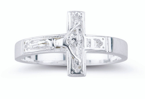 Sterling Silver Crucifix Ring. Comes is a deluxe velour gift box. Available in Sizes 5-12. Limited Lifetime Guarantee from defects in material and workmanship