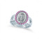 Sterling Silver Miraculous Medal Ring encircled with 23 Pink Cubic Zirconium Crystals. Ring comes in a deluxe velour gift box. Sizes 5-8. Limited Lifetime Guarantee from defects in material and workmanship