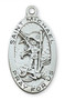 1 - 2/16" Sterling Silver Saint Michael Oval Medal.  St Michael Oval Medal comes on a 24" rhodium chain. Medal comes gift boxed.  Made in the USA