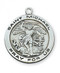 Sterling Silver Saint Michael 3/4"  Round Medal. St Michael Round Medal comes on an 18" rhodiium plated chain.  A deluxe gift box is included. Made in teh USA
