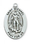 1 - 2/16" Sterling Silver Saint Michael Oval Medal.  St Micahel sterling silver oval medal comes on a 20" rhodium plated chain. A Deluxe Gift Box Included