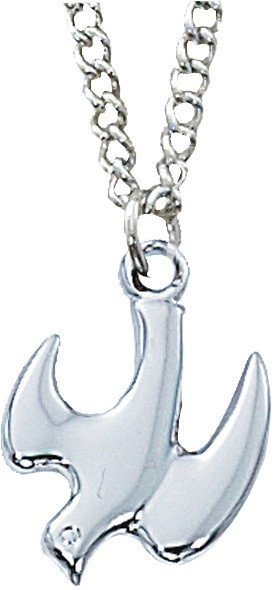 1/2" Sterling Silver or Gold over Sterling Holy Spirit Medal. 18" Rhodium Plated Chain. Deluxe Gift Box Included.