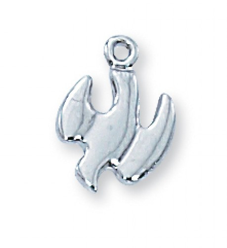 3/8" Sterling Silver Holy Spirit Medal on a 16" Rhodium Plated Chain. Deluxe Gift Box Included

