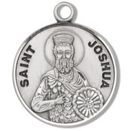 St Joshua Round 7/8" medal. Medal is sterling silver and comes with 20" genuine rhodium plated curb chain.  Medal presents in a deluxe velour gift box.  Made in the USA. Engraving option available.

 