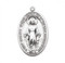 Solid .925 Sterling Silver Miraculous Medal.  Medal is all sterling silver with a 27" genuine rhodium plated endless curb chain.  Dimensions: 1.8" x 0.9" (38mm x 23mm). Weight of medal: 11.5 Grams.Deluxe velour gift box. Made in USA.