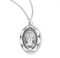 1" Miraculous Medal with a 18" Chain . Miraculous Medal is all sterling silver with a genuine rhodium-plated, stainless steel chain. Deluxe velour gift box. Made in the USA