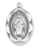 1" Miraculous Medal with a 18" Chain . Miraculous Medal is all sterling silver with a genuine rhodium-plated, stainless steel chain. Deluxe velour gift box. Made in the USA

