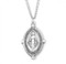 1 3/8" Men's Miraculous Medal. Medal is all sterling silver with a 24" genuine rhodium plated endless curb chain. Deluxe velour gift box. Dimensions: 1.4" x 0.9" (35mm x 22mm). Made in USA.