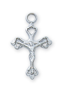 Sterling Silver  1/2" Crucifix. Crucifix comes on a 16" Rhodium Plated Chain