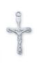 Sterling Silver Crucifix.  16" Rhodium Plated Chain. 10/16" in Length. Deluxe Gift Box Included

