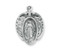 1 1/8" Sterling Silver Miraculous Medal.  Medal comes on a 24" genuine rhodium-plated, stainless steel chain.  Dimensions: 1.2" x 0.8" (30mm x 21mm). Medal comes with a deluxe velour gift box.  Made in USA