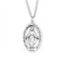 1 5/8" Miraculous Medal with a 24" Chain. Medal is solid .925 sterling silver with a genuine rhodium-plated endless curb chain. Deluxe velour gift box included. Made in the USA.