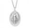 1.4" Miraculous Medal with a 27" Chain . Medal is all sterling silver with a 24" genuine rhodium-plated endless curb chain. Medal presents in a deluxe velour gift box. Dimensions: 1.4" x 0.7" (36mm x 19mm), Weight of medal: 9.6 Grams. Made in the USA

 