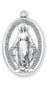 1 1/8" Miraculous Medal with a 24" Chain. Medal is all sterling silver with a 24" Genuine rhodium plated endless curb chain.  Dimensions: 1.2" x 0.9" (30mm x 23mm), Weight of medal: 2.6 Grams. Made in USA.