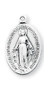 Sterling Silver Oval Miraculous Medal. Miraculous Medal is available in 16k gold plated sterling silver or .925 sterling silver. Sterling silver medal comes on an 18 genuine rhodium-plated curb chain. The Gold platedmiraculous medal comes with a 16k Gold plated curb chain. Medal comes in a deluxe gift box.  Dimensions: 0.9" x 0.6" (23mm x 14mm). Weight of medal: 2.6 Grams. Made in the USA


