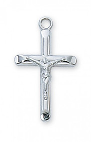 13/16" Sterling Silver Crucifix. Crucifix comes on an 18" Chain. Crucifix comes in a deluxe gift box. 

