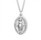 Miraculous Medal with a 24" Chain.  Available in 16k gold over sterling silver or  sterling silver.  Sterling silver medal is .925 sterling silver with a genuine rhodium-plated, stainless steel chain. Gold plated medal is 16 karat Gold over all sterling silver chain, medal and clasp. Dimensions: 1.2" x 0.7" (30mm x 17mm). Weight of medal: 3.5 Grams. Deluxe velour gift box included. Made in USA.