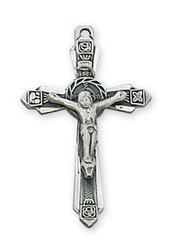 1" Sterling Silver Crucifix and Chain. Crucifix comes on an 18" Rhodium Plated Chain. A deluxe gift box is included. Made in the USA!


