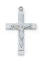3/4"  Sterling Silver Crucifix comes on an 18" Rhodium Plated Chain. Silver Crucifix comes in a deluxe gift box. 

 