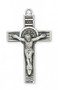 Sterling Silver Saint Benedict 1 1/2" x 3/4" Crucifix. 18" Rhodium Plated Chain. Deluxe Gift Box Included.
