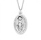 Sterling Silver Oval Sterling Silver Miraculous Medal comes with a 24" genuine rhodium plated endless curb chain.  Dimensions: 1.4" x 0.8" (35mm x 21mm). Weight of medal: 7.8 Grams. Deluxe velour gift box is included.  Made in the USA.