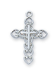 1/2" Sterling Silver Cross.  Sterling silver cross comes on a 16" rhodium chain.   White Gift Box Included