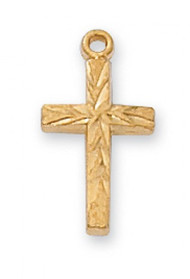 Gold Over Sterling Silver Cross. 16" Gold Plated Chain 5/8". Deluxe Gift Box Included.