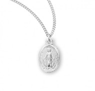 1/2" Sterling Silver Miraculous Medal  on a 13" Chain for baby or child. Medals are sterling silver with a genuine rhodium-plated, stainless steel chain
