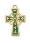 14/16"L Gold over Sterling Silver Green Enameled Celtic Cross Pendant. Celtic Cross Pendant comes on an 18" Gold Plated Chain. Deluxe Gift Box Included