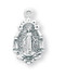 Sterling silver 11/16" Miraculous Medal with an 18" genuine rhodium plated  chain. Comes in a deluxe velour gift box 