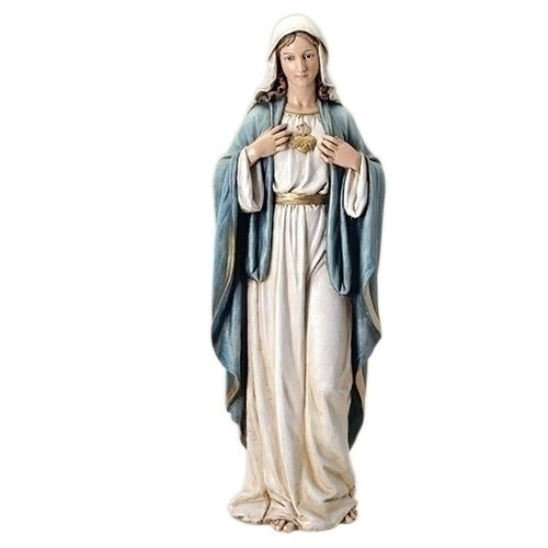 Immaculate Heart of Mary Figurine. Resin-Stone Mix. Dimensions:  37"H x 12.5"W x 10"D

