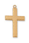 1 1/4" Sterling Silver or Gold over Sterling Cross with scalloped edges. 24" Rhodium Plated Chain. Deluxe Gift Box Included