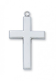 Boy's 1"H Rhodium Plated Plain Cross. The Plain Cross Pendant comes on an 24" Chain. Gift Box Included. Made in the USA 
 