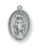 3/8" Miraculous Medal is sterling silver with a genuine rhodium-plated, 18" curb chain. Deluxe velvet gift box included.  Made in the USA. 