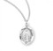 Sterling Silver Oval Shaped Double Sided Pendant with Scalloped Edges. Scalloped Miraculous Medal is .925 sterling silver with 18" genuine rhodium plated curb chain. Deluxe velour gift box is included. Dimensions: 0.7" x 0.5" (18mm x 12mm). Weight of medal: 1.7 Grams. Made in the USA