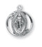 1/2" Miraculous Medal is sterling silver with genuine rhodium-plated, 18" stainless steel chain. Also available in Blue enamel, Please make selection.  Deluxe velour gift box included