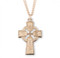 16kt Gold over solid sterling silver Celtic Cross. Cross is on a 24" genuine gold plated endless curb chain. Dimensions: 1.3" x 0.8" (32mm x 20mm).  Made in USA. Celtic Cross comes in a Deluxe Velour Gift Box.