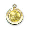 5/8" Baptism Medal. Depicts the Holy Spirit hovering over baby. Available in sterling silver with a with a genuine rhodium-plated, stainless steel 13" chain. Gold plated sterling medal is 14 karat Gold over all sterling silver 13" chain, medal, and clasp. Deluxe velour gift box. Specially sized for a baby or child.  Made in the USA