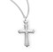 5/8" Sterling Silver Cross with a 16" Chain. Sterling Silver medal is all sterling silver with a genuine rhodium-plated, stainless steel chain. Ideal size for a baby or child. Deluxe velour gift box. 