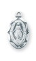 9/16" Miraculous Medal with a 13" genuine rhodium-plated, stainless steel chain. Deluxe velour gift box. Ideal size for a baby or child