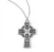 0.6" (14mm) Celtic Cross with a 18" Chain. Cross is all sterling silver with a genuine rhodium-plated, stainless steel chain. Deluxe velour gift box. Ideal size for a baby or child