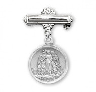 Sterling silver 1" Guardian Angel Baby  Bar Pin. Deluxe velour gift box. Engraving on bar available. Made in the USA.
